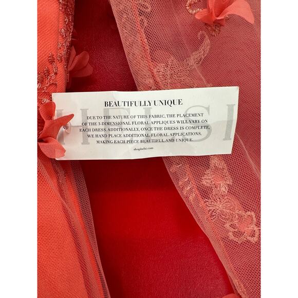Anthropologie Helsi Blair V Neck Dimensional Coral Floral Gown Maxi Dress M NWT - Picture 6 of 16